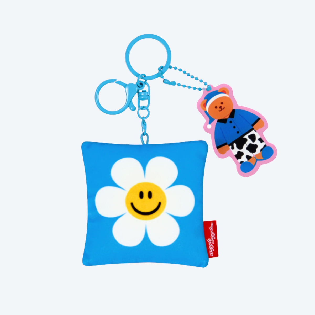 Cuscinetto portachiavi Smile con tessuto giallo e scritta