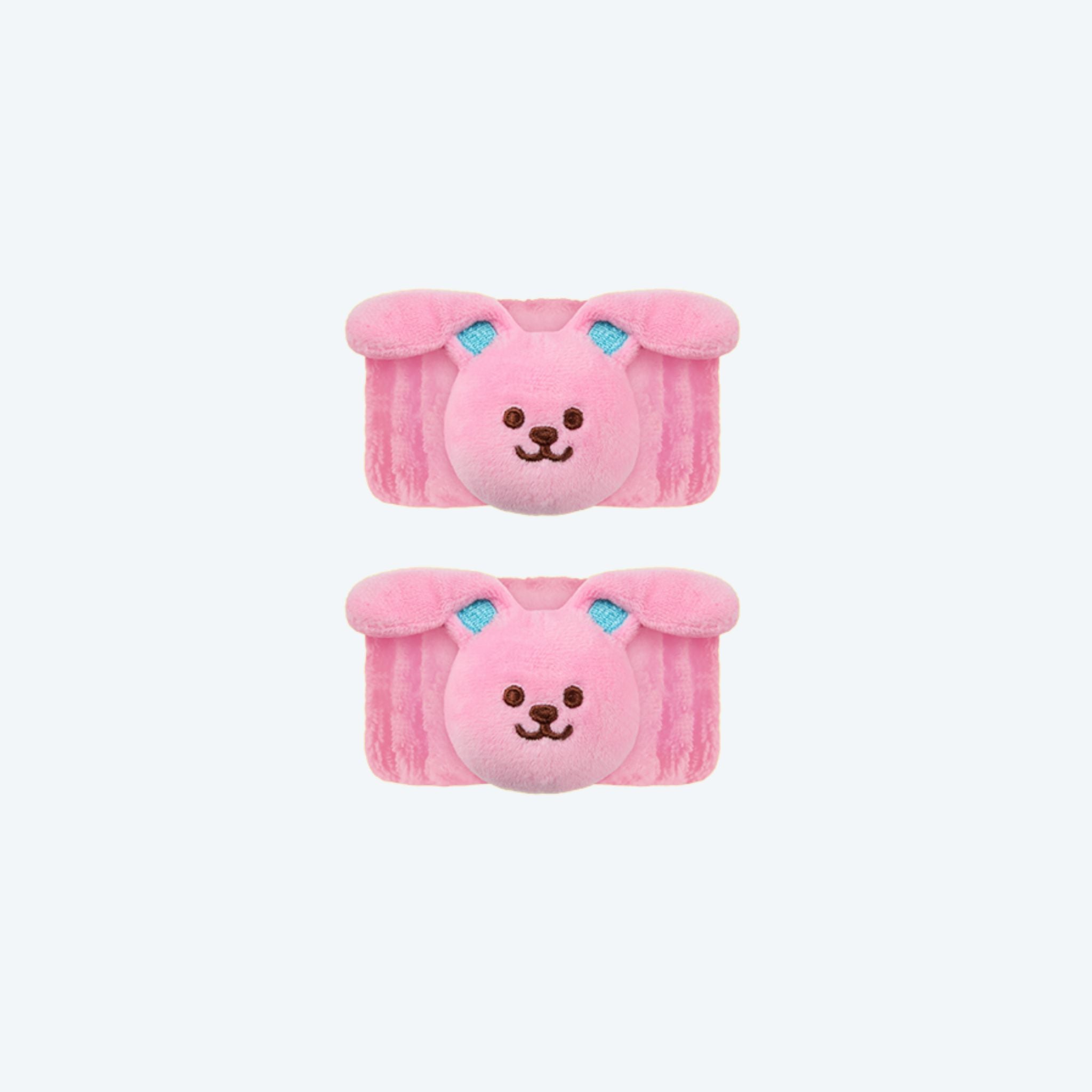 Polsini lava viso in spugna bianca con Bunny rosa